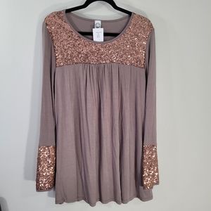 NWT Sun & Moon Sequin Dress Top Size Large